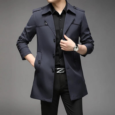 Trench pentru bărbați de primăvară 2023, la modă, în stil englezesc, trenci lungi pentru bărbați, ocazional, jachete, jachete de vânt, îmbrăcăminte pentru bărbați