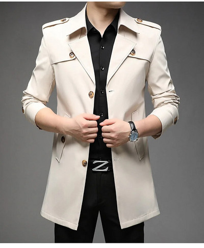 Trench pentru bărbați de primăvară 2023, la modă, în stil englezesc, trenci lungi pentru bărbați, ocazional, jachete, jachete de vânt, îmbrăcăminte pentru bărbați