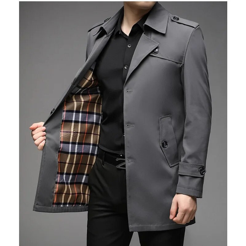 Trench pentru bărbați de primăvară 2023, la modă, în stil englezesc, trenci lungi pentru bărbați, ocazional, jachete, jachete de vânt, îmbrăcăminte pentru bărbați