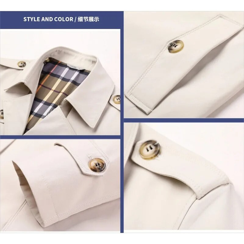 Trench pentru bărbați de primăvară 2023, la modă, în stil englezesc, trenci lungi pentru bărbați, ocazional, jachete, jachete de vânt, îmbrăcăminte pentru bărbați