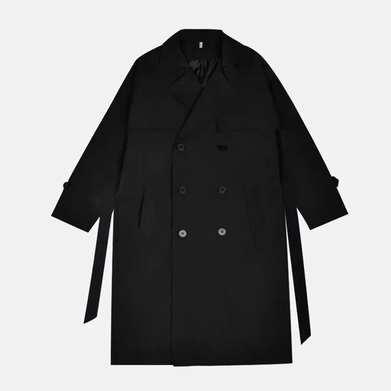 2024 Νέο ανδρικό μακρύ casual καμπαρντίνα μονόχρωμο σακάκι με διπλό στήθος Κορεατική τάση Classic Casual Loose British Cape