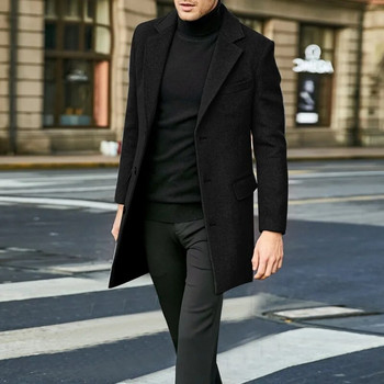 Мъжко британско палто яке Зимно елегантно дълго палто Мъжка ветровка Ежедневни бизнес якета Мъжко топло палто Връхни дрехи Streetwear