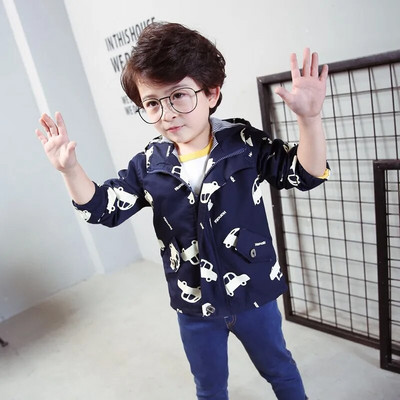 COOTELILI 80-120cm Slatka vanjska odjeća s printom automobila Dječački jarak Proljetna dječja odjeća Jesenska dječja jakna za dječake