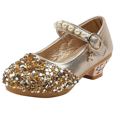 Παιδικά Princess Shoes for Girls Sequin Glitter Παιδικά ψηλοτάκουνα κορίτσια Perform Shoes Party Wedding Single Shoes CSH1264