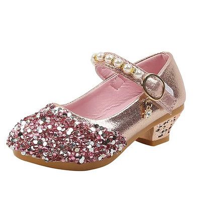 Παιδικά Princess Shoes for Girls Sequin Glitter Παιδικά ψηλοτάκουνα κορίτσια Perform Shoes Party Wedding Single Shoes CSH1264