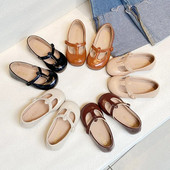 Pantofi ocazional pentru copii Pantofi din piele pentru fete cu legături în T. Moda retro prințesă Pantofi de dans pentru balet pentru copii Încălțăminte pentru școală pentru fete G06201