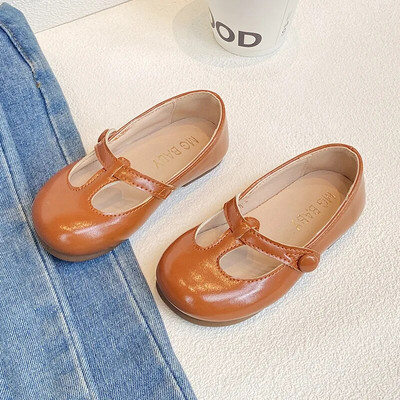 Pantofi ocazional pentru copii Pantofi din piele pentru fete cu legături în T. Moda retro prințesă Pantofi de dans pentru balet pentru copii Încălțăminte pentru școală pentru fete G06201
