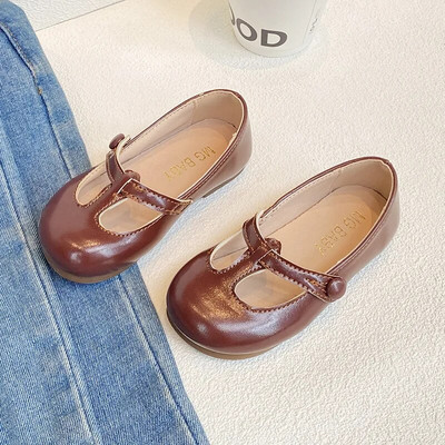 Pantofi ocazional pentru copii Pantofi din piele pentru fete cu legături în T. Moda retro prințesă Pantofi de dans pentru balet pentru copii Încălțăminte pentru școală pentru fete G06201