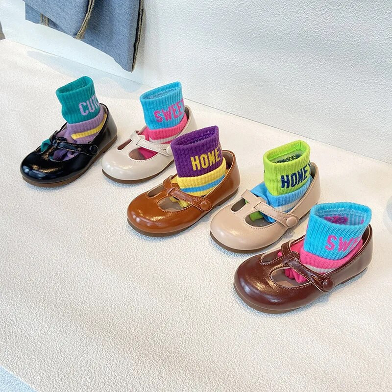 Pantofi ocazional pentru copii Pantofi din piele pentru fete cu legături în T. Moda retro prințesă Pantofi de dans pentru balet pentru copii Încălțăminte pentru școală pentru fete G06201