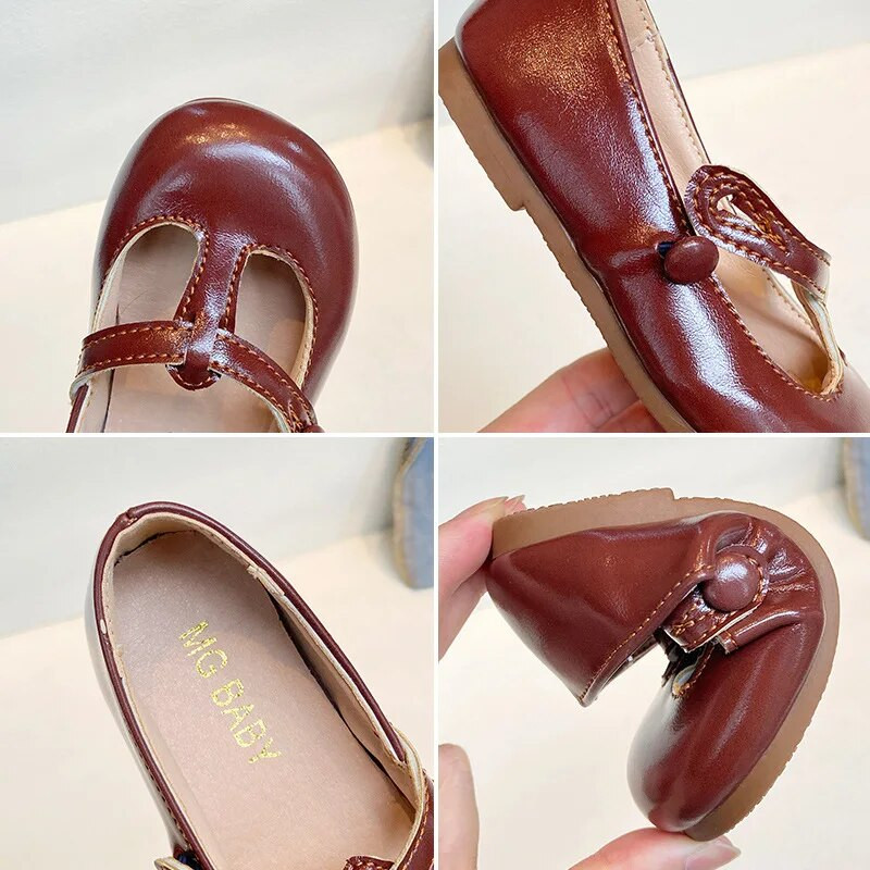 Pantofi ocazional pentru copii Pantofi din piele pentru fete cu legături în T. Moda retro prințesă Pantofi de dans pentru balet pentru copii Încălțăminte pentru școală pentru fete G06201
