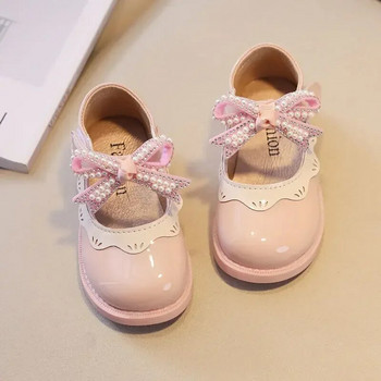 2024 Пролет Лято Обувки за момичета с мъниста Папийонка Обувки за момиченца Кристална рокля на принцеса Обувки с граници Детски обувки F02262