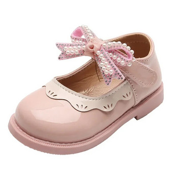 2024 Пролет Лято Обувки за момичета с мъниста Папийонка Обувки за момиченца Кристална рокля на принцеса Обувки с граници Детски обувки F02262