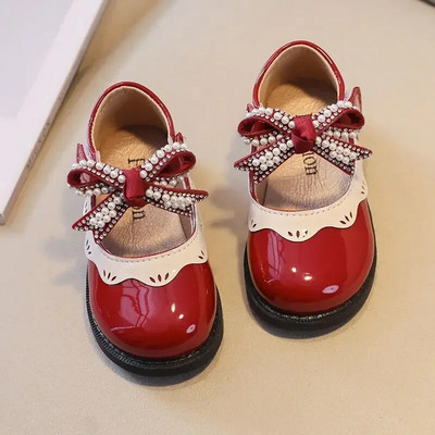 2024 Primavara vara Pantofi fetita cu margele Papion Pantofi fetita Cristal Printesa Pantofi rochie Cu margini Incaltaminte copii F02262