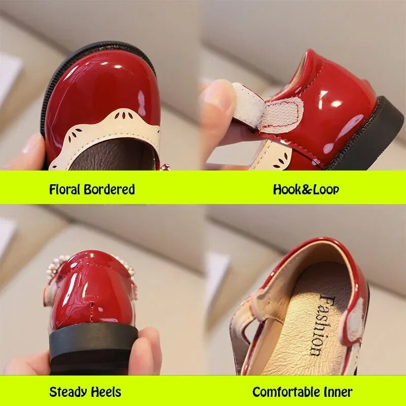 2024 Primavara vara Pantofi fetita cu margele Papion Pantofi fetita Cristal Printesa Pantofi rochie Cu margini Incaltaminte copii F02262