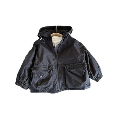 Jachetă cu glugă cu mânecă lungă, primăvară, toamnă 2023, băieți, cu buzunar, haină pentru copii