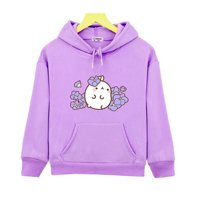 Molang Cute/Kawaii Rabbit Cartoon Sense of Design Hoodies Kids Clothes for Teen Girl Sweatshirts Fashion Autumn Winter Pullovers