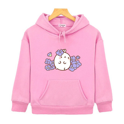 Molang Cute/Kawaii Rabbit Cartoon Sense of Design Φούτερ Παιδικά Ρούχα Φούτερ για έφηβες Μόδα Φθινοπωρινά χειμωνιάτικα πουλόβερ