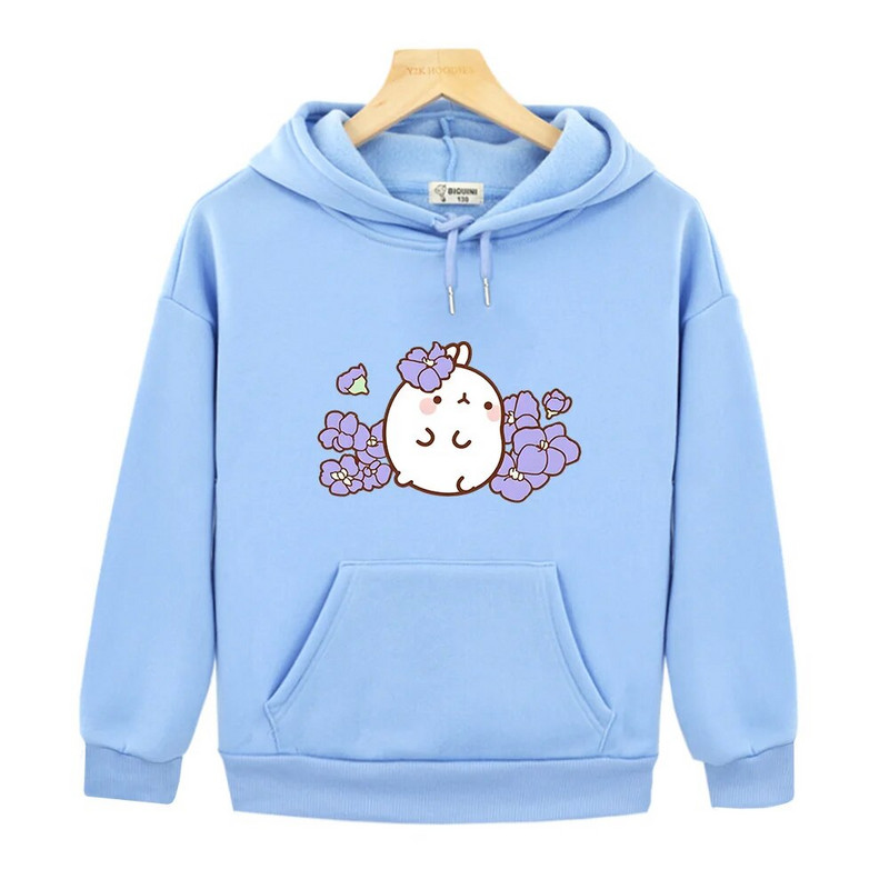Molang Cute/Kawaii Rabbit Cartoon Sense of Design Φούτερ Παιδικά Ρούχα Φούτερ για έφηβες Μόδα Φθινοπωρινά χειμωνιάτικα πουλόβερ