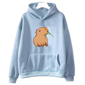 Hanorace amuzante cu imprimeu Capybara pentru fete adolescente Kawaii desene animate de top hanorace băiat unisex modă Harajuku pulover cu glugă grafic