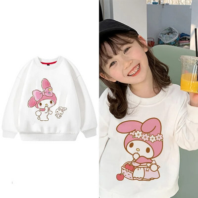 Melody Children Sweatshirts Sanrio Pullover Fashion Kawaii Anime Cartoons Casual Clothes Girl Boy Fashion Kid Cotton Sportswear