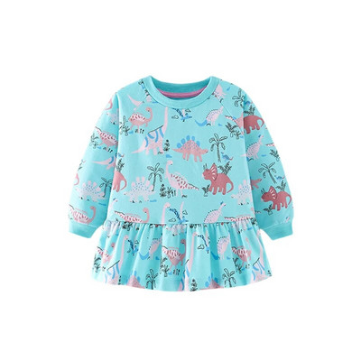 Šokinėjantys metrai 3 spalvos 2-7T Dinosaurs Print Kūdikių drabužėliai Karštai Parduodame mergaičių megztinius Mažylių kostiumus marškiniai su gobtuvu