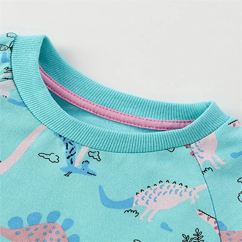 Jumping Meters 3 culori 2-7T Dinozauri imprimeu haine pentru bebeluși de vânzare fierbinte pentru fete hanorace costum pentru copii mici cămăși cu glugă