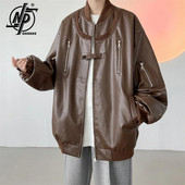 American Streetwear Jachetă din piele PU pentru bărbați 2023, toamnă, noi, vintage, jachete bomber, pardesiuri pentru motociclete, haine cauzale