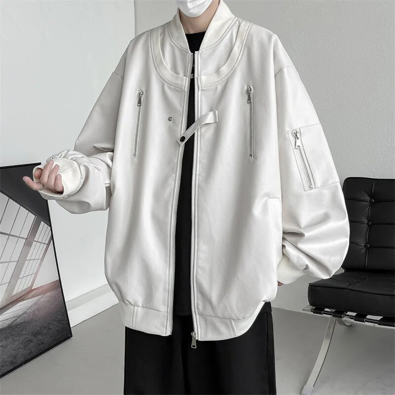 American Streetwear Jachetă din piele PU pentru bărbați 2023, toamnă, noi, vintage, jachete bomber, pardesiuri pentru motociclete, haine cauzale