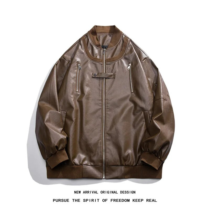 American Streetwear Jachetă din piele PU pentru bărbați 2023, toamnă, noi, vintage, jachete bomber, pardesiuri pentru motociclete, haine cauzale