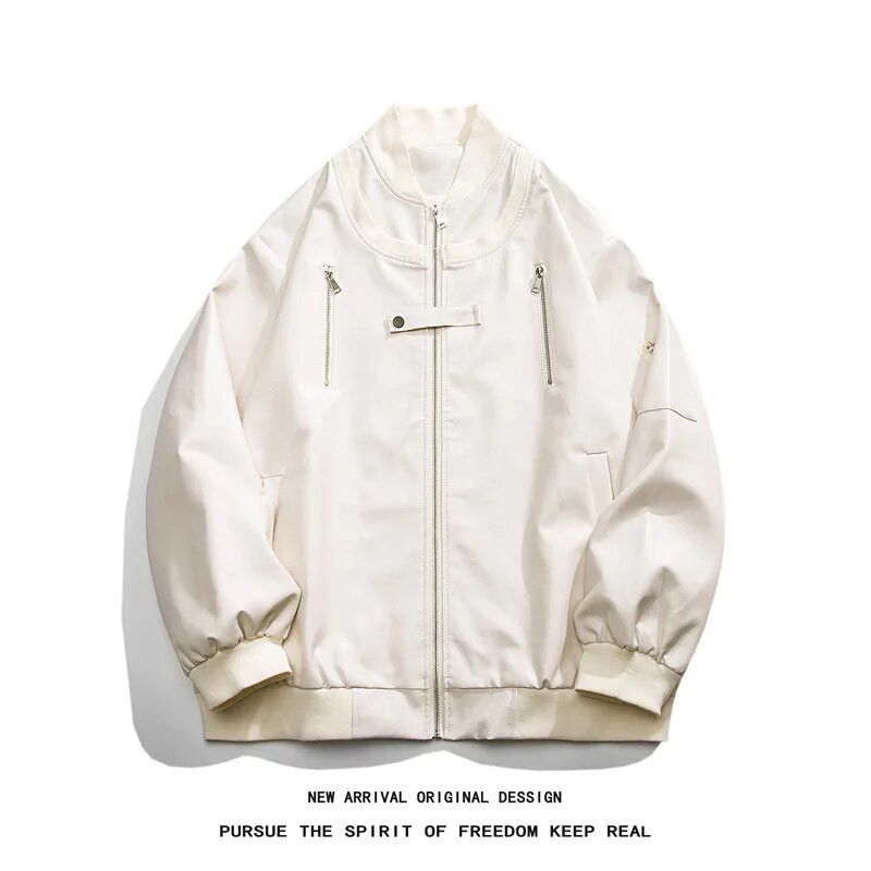 American Streetwear Jachetă din piele PU pentru bărbați 2023, toamnă, noi, vintage, jachete bomber, pardesiuri pentru motociclete, haine cauzale