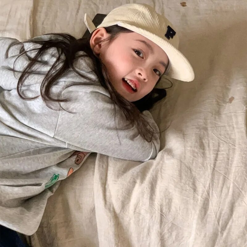 2024 m. pavasario mergaičių animacinių filmų spausdinti Hoodies vaikiški palaidi megztiniai su gobtuvu