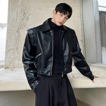LUZHEN Trend Ανδρικά ρούχα μοτοσικλέτας Δερμάτινο μπουφάν Κοντό πέτο Pu Εξωτερικά ενδύματα Κορεατικής μόδας Casual Street Tide παλτό 04afea