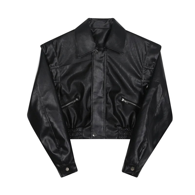 LUZHEN Trend Muška motociklistička odjeća Kožna jakna Kratka gornja odjeća na revere Pu Gornja odjeća u korejskom stilu, ležerna ulična kaput 04afea