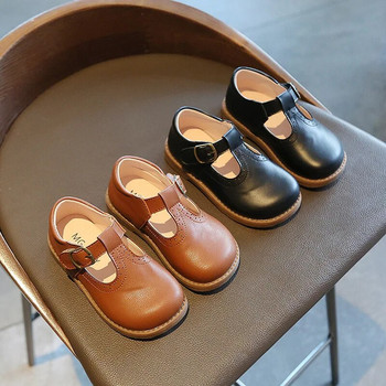 2023 Обувки за момичета Основни обувки Mary Janes Детски обувки Бебешки обувки за малки деца Ежедневни обувки против хлъзгане за деца Кожени обувки Черни