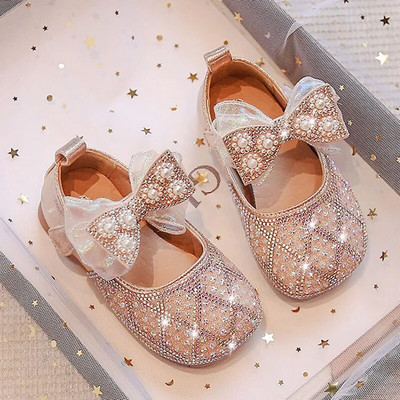 Pantofi de petrecere pentru fete noi, pantofi de nuntă, de dans, pantofi Mary Jane perlat, pantofi din piele cu vârf pătrat, pantofi de performanță cu strass 47R