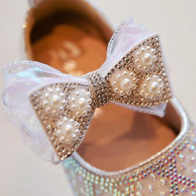 Pantofi de petrecere pentru fete noi, pantofi de nuntă, de dans, pantofi Mary Jane perlat, pantofi din piele cu vârf pătrat, pantofi de performanță cu strass 47R