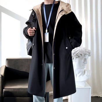 Пролет 2022 Дълго палто в стил мъжки висококачествен ежедневен тренчкот, ежедневни мъжки якета с качулка, мъжко облекло Windbreakers FY33