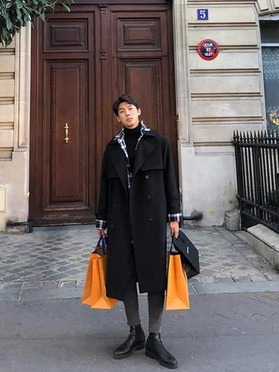 Meeste Trench-mantel, õhuke istuvus, kaherealine rihmaga tuulepluus, pikk jakk vabaaja tuulekindel mantel meeste Trench M-XXL