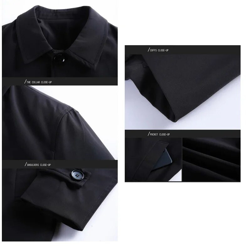 Duge muške jakne marke TFETTERS Poslovno ležerni jednobojni trenč kaputi Muške vjetrovke s otvorenim ovratnikom Muške jakne