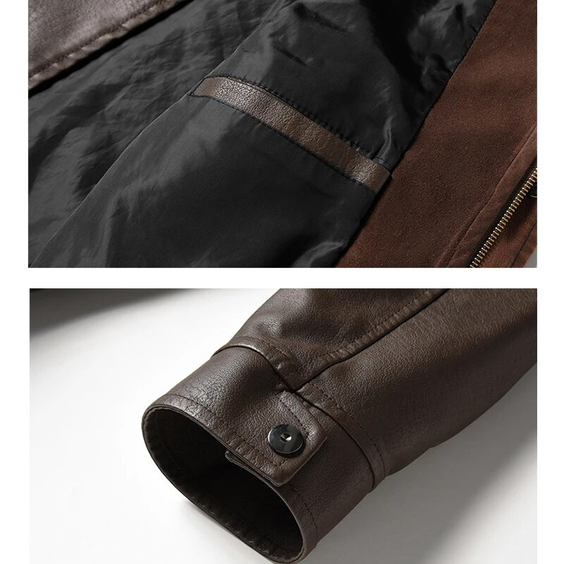 Jachetă de primăvară pentru bărbați, jachetă din piele artificială, antivânt, retro, pentru motocicletă, din piele PU, ușoară, cu un singur strat, jachete de afaceri pentru bărbați