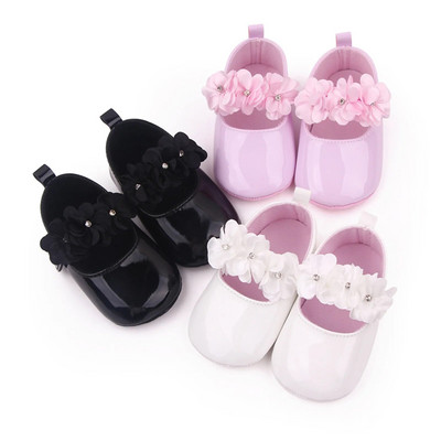 Baby Girls Mieli mokasinų batai Minkšto pado gėlių dekoro PU odos plokščiapadžiai batai Pirmieji vaikštynės neslystantys vasaros princesių batai