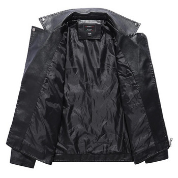 Мъжко яке от PU кожа 2023 г. Ново черно, семпло, модерно есенно черно палто с ревер, шикозни ежедневни мъжки мотоциклетистки палта, мъжки