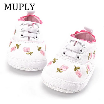 Бебешки обувки за момичета Бели дантелени флорални бродирани меки обувки Prewalker Walking Toddler Детски обувки First Walker безплатна доставка