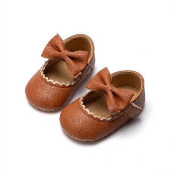 KIDSUN Βρεφικά καθημερινά παπούτσια Βρεφικά παιδικά παπιγιόν Αντιολισθητική μαλακή σόλα από καουτσούκ Επίπεδη PU First Walker Νεογέννητο Διακόσμηση με τόξο Mary Janes