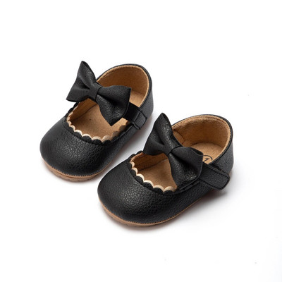 KIDSUN bebe ležerne cipele, dojenčad, mala djeca, mašna, neklizajuća guma, mekani potplat, ravni PU First Walker, mašna za novorođenče, dekor Mary Janes