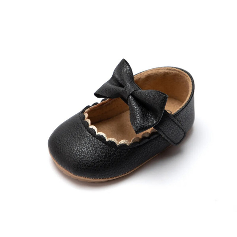 KIDSUN bebe ležerne cipele, dojenčad, mala djeca, mašna, neklizajuća guma, mekani potplat, ravni PU First Walker, mašna za novorođenče, dekor Mary Janes