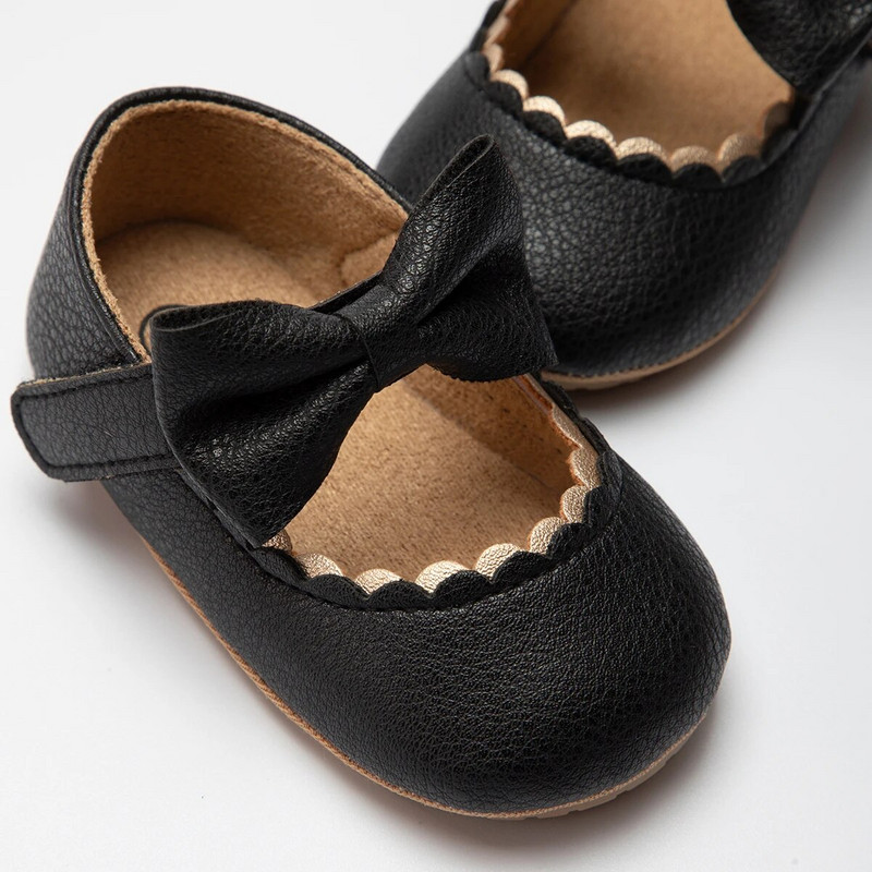 KIDSUN bebe ležerne cipele, dojenčad, mala djeca, mašna, neklizajuća guma, mekani potplat, ravni PU First Walker, mašna za novorođenče, dekor Mary Janes