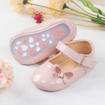 KIDSUN Βρεφικά Παπούτσια Νεογέννητα Κορίτσι Princess PU Παπούτσια για νήπια Διακόσμηση φιόγκου Αντιολισθητική σόλα από καουτσούκ First Walker Shoes 0-18M