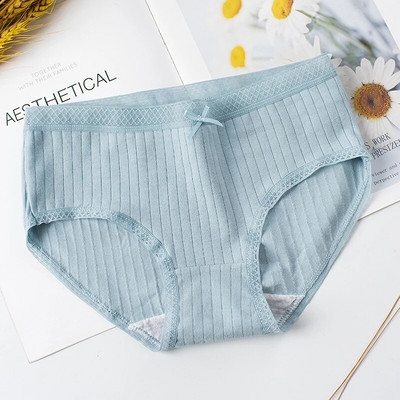 Slip Celana Dalam, fără cusături, talie mijlocie Bahan Katun 100% Anti Bakteri Untuk Wanita