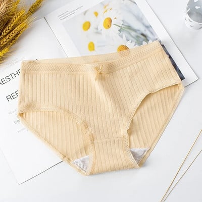 Slip Celana Dalam, fără cusături, talie mijlocie Bahan Katun 100% Anti Bakteri Untuk Wanita